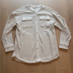 Woolx Oakland Oatmeal Cream Waffle-Knit Button-Front Jacket- NEW